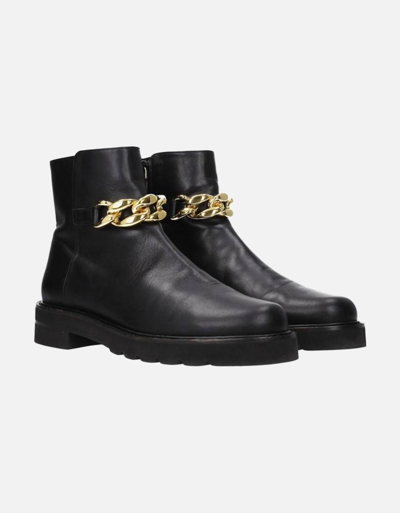Punk Rock Leather Ankle Boots with Zip Closure Women - Black