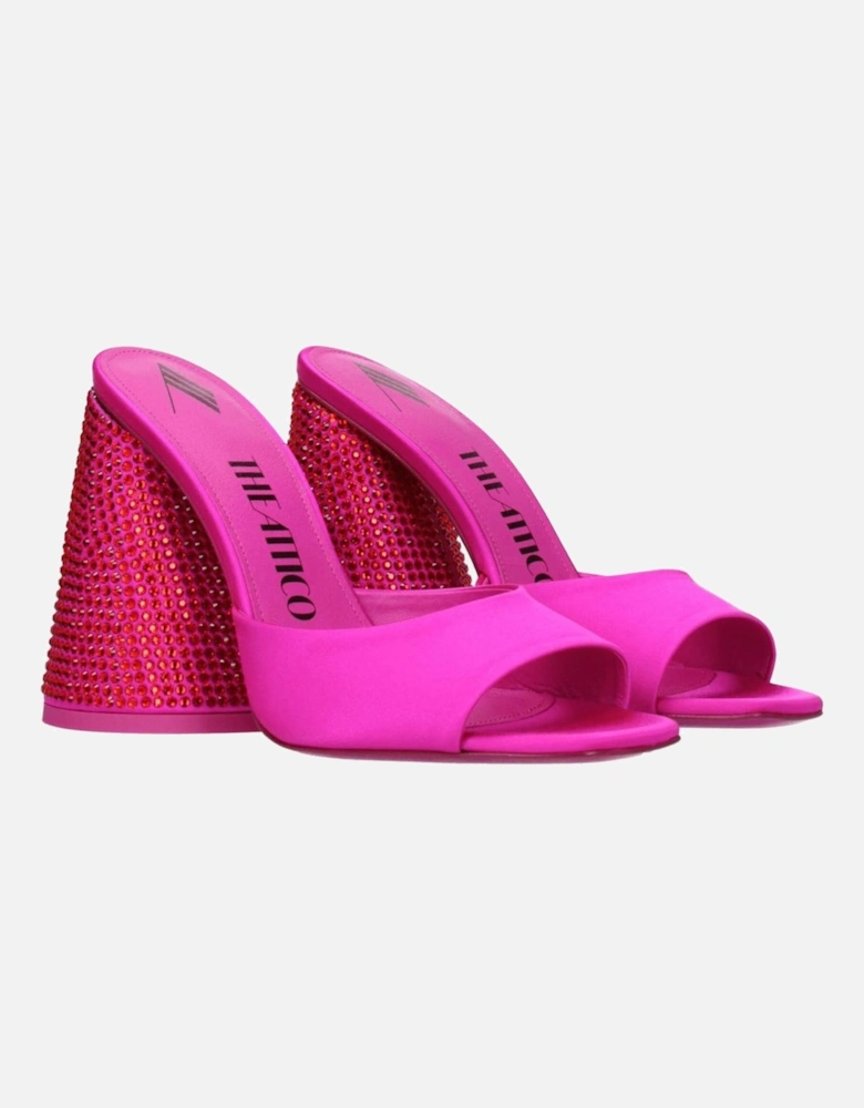 High Heel Satin Rhinestone Sandals Women - Pink