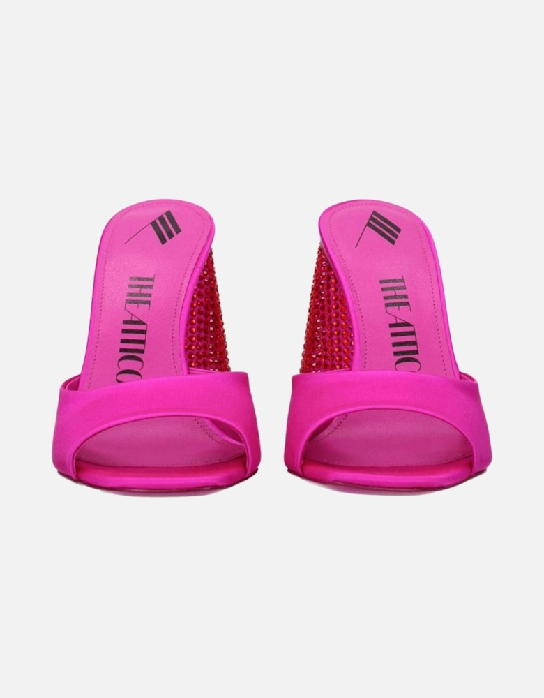 High Heel Satin Rhinestone Sandals Women - Pink