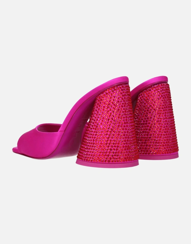 High Heel Satin Rhinestone Sandals Women - Pink