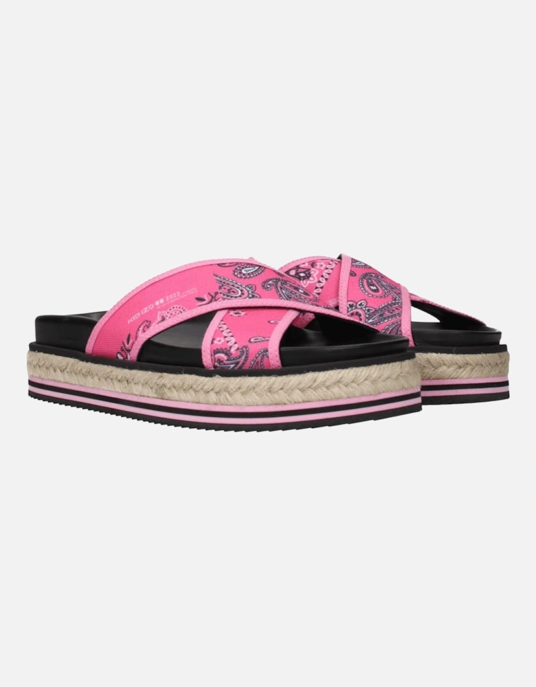 Fabric Slippers with Side Logo and Open Toe Women - Pink Sandals