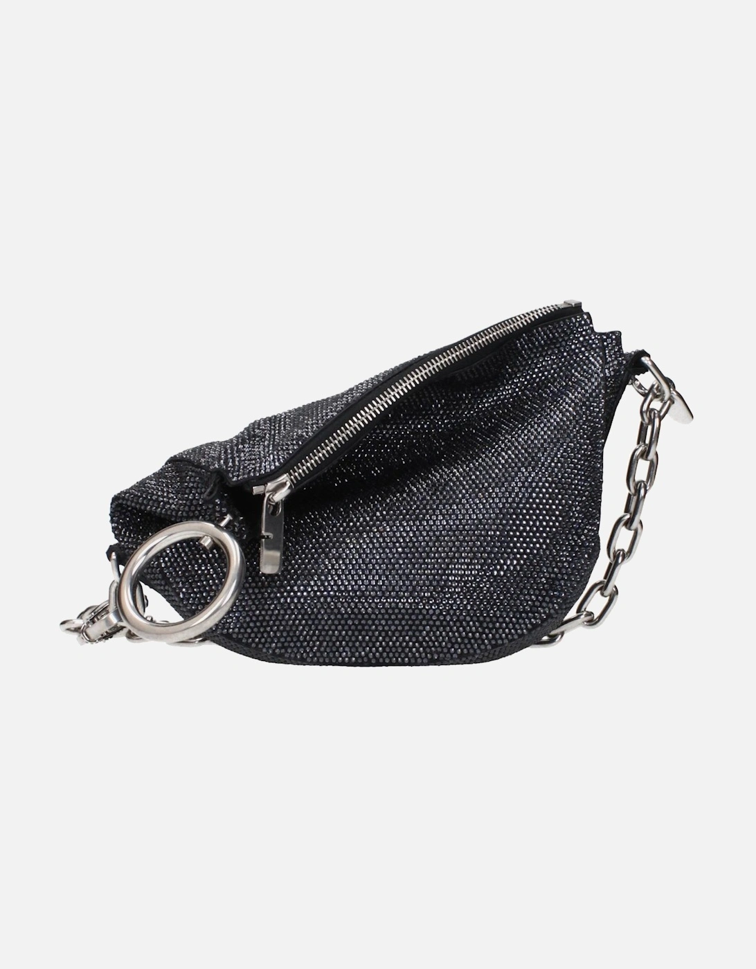 Rhinestone Suede Mini Shoulder Bag with Removable Handle Women - Black, 4 of 3