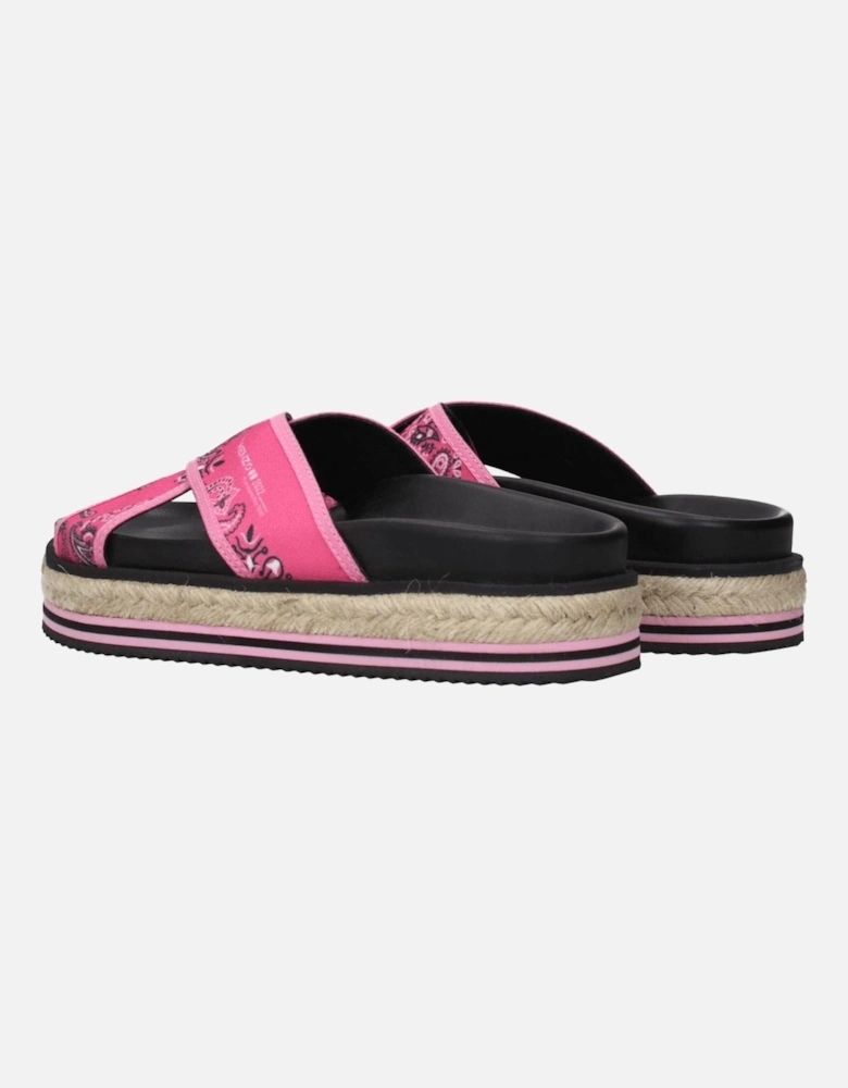 Fabric Slippers with Side Logo and Open Toe Women - Pink Sandals