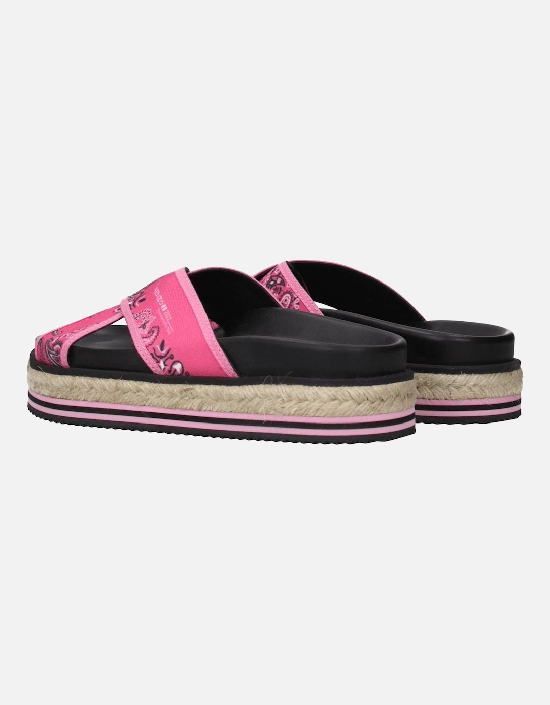 Fabric Slippers with Side Logo and Open Toe Women - Pink Sandals