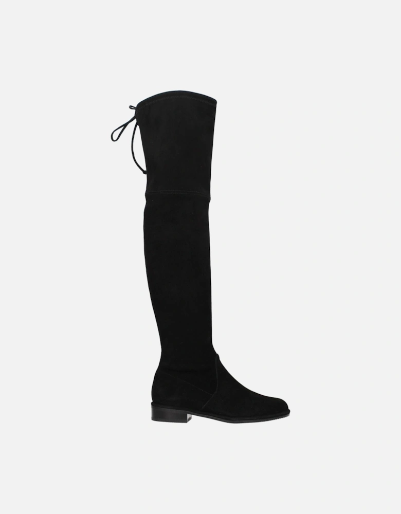 Suede Low Heel Self-Tie Boots Women - Black