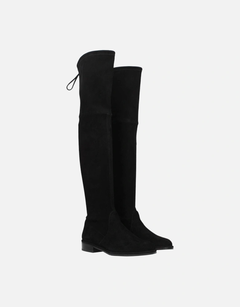 Suede Low Heel Self-Tie Boots Women - Black