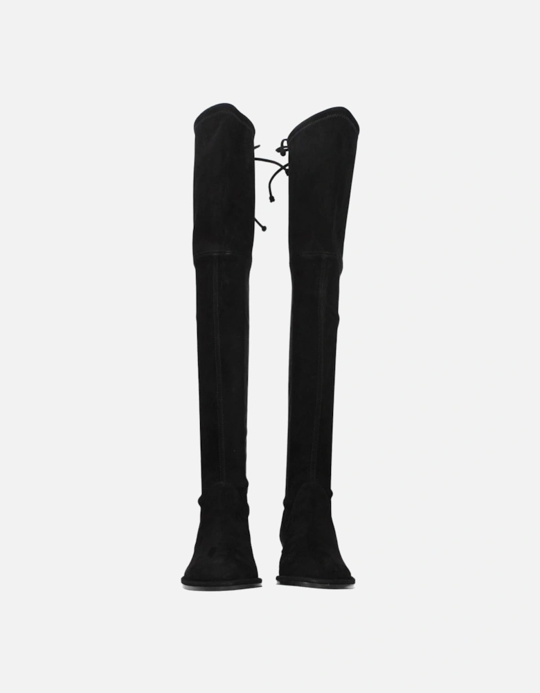 Suede Low Heel Self-Tie Boots Women - Black