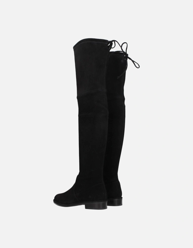 Suede Low Heel Self-Tie Boots Women - Black