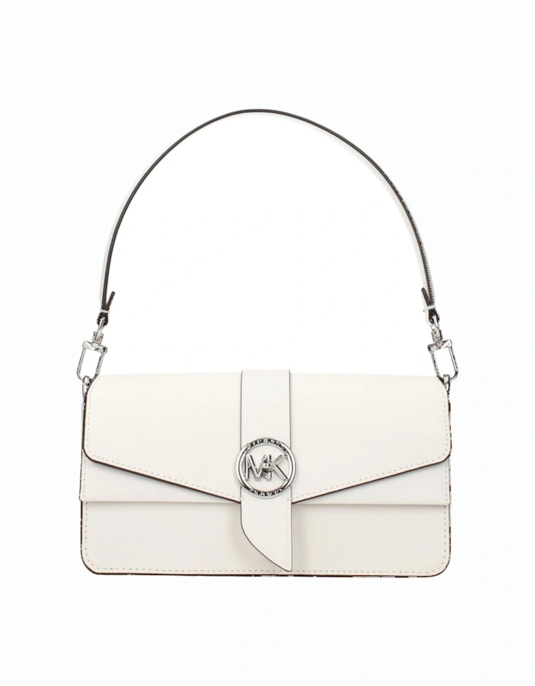 Leather Handbag with Adjustable Shoulder Strap Women - White