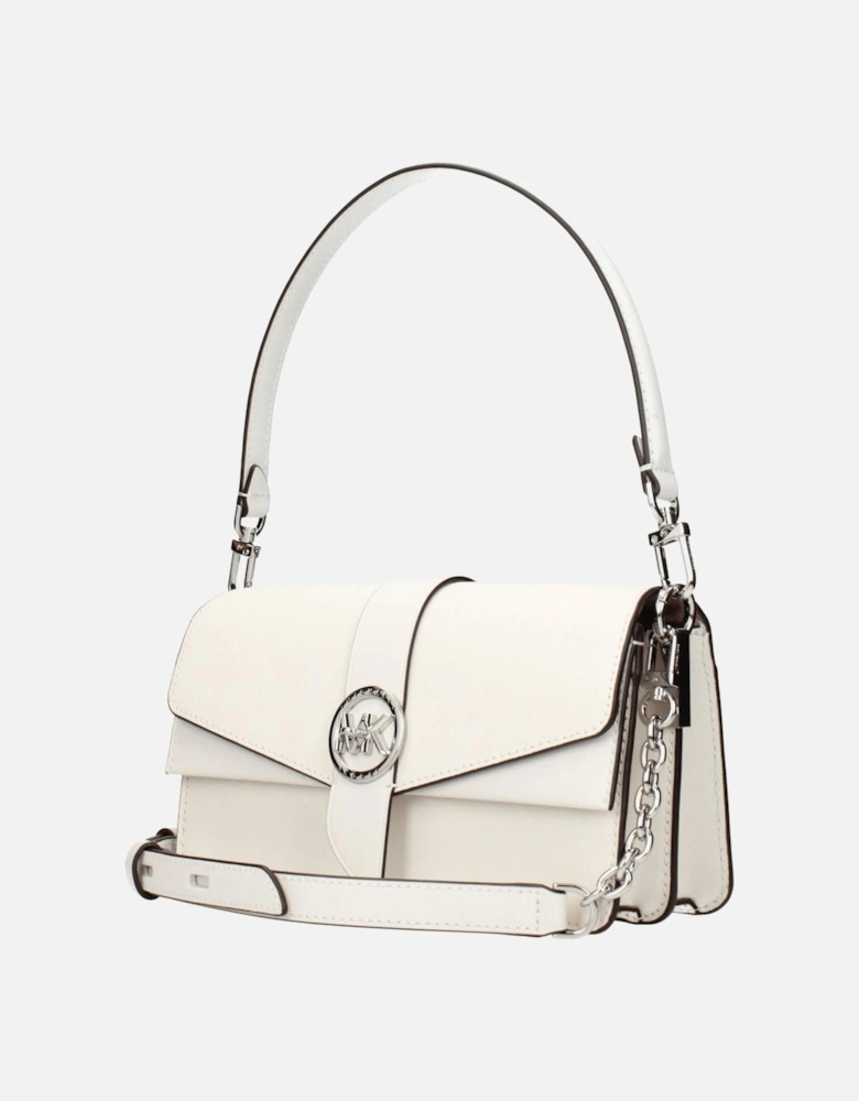 Leather Handbag with Adjustable Shoulder Strap Women - White