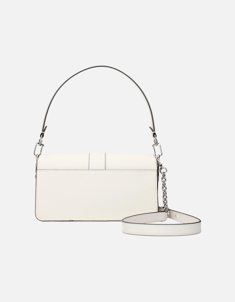 Leather Handbag with Adjustable Shoulder Strap Women - White
