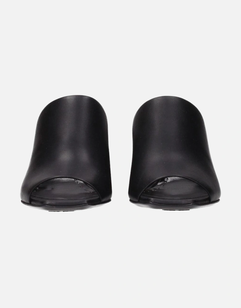 Leather Mid Heel Open Toe Sandals Women - Black