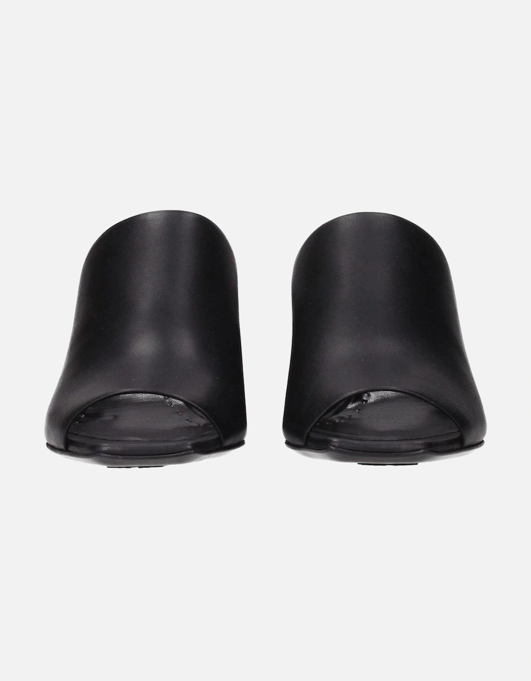 Leather Mid Heel Open Toe Sandals Women - Black