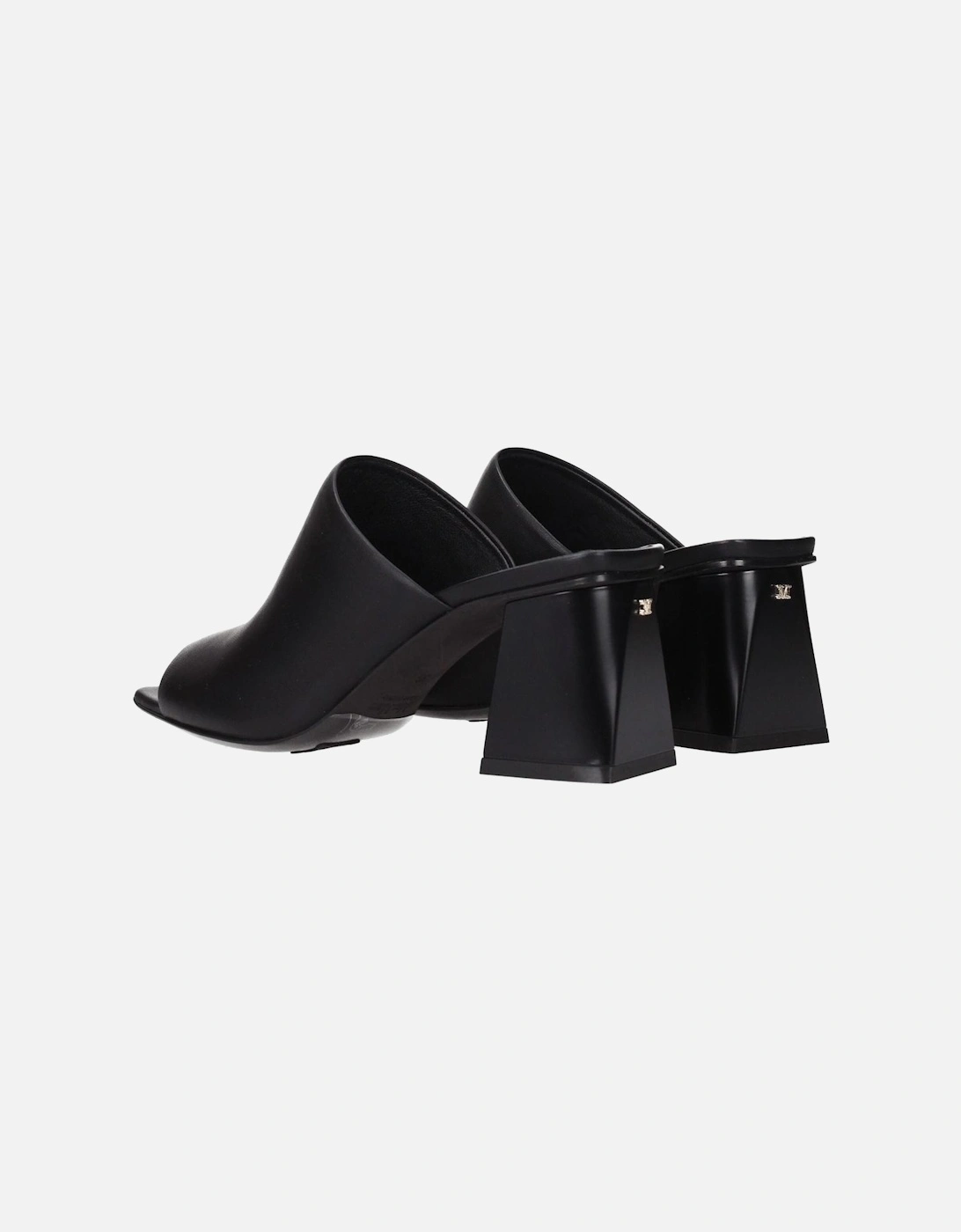 Leather Mid Heel Open Toe Sandals Women - Black