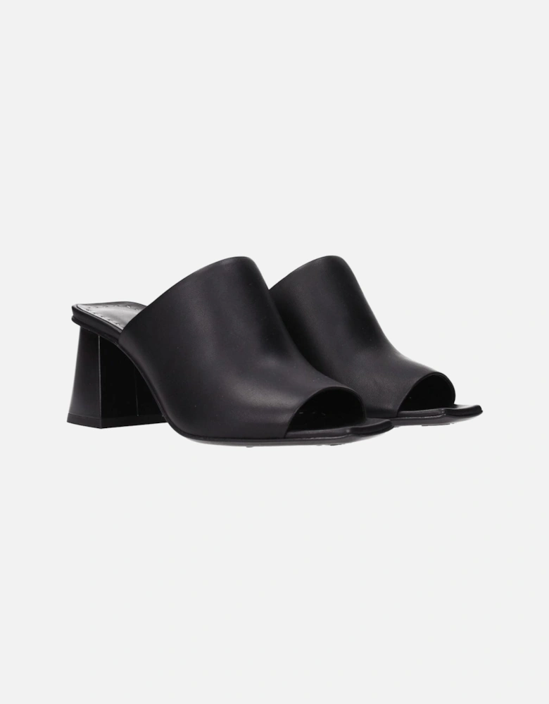 Leather Mid Heel Open Toe Sandals Women - Black