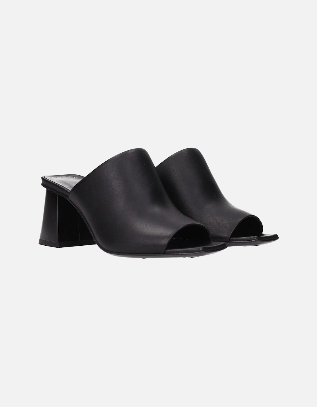 Leather Mid Heel Open Toe Sandals Women - Black