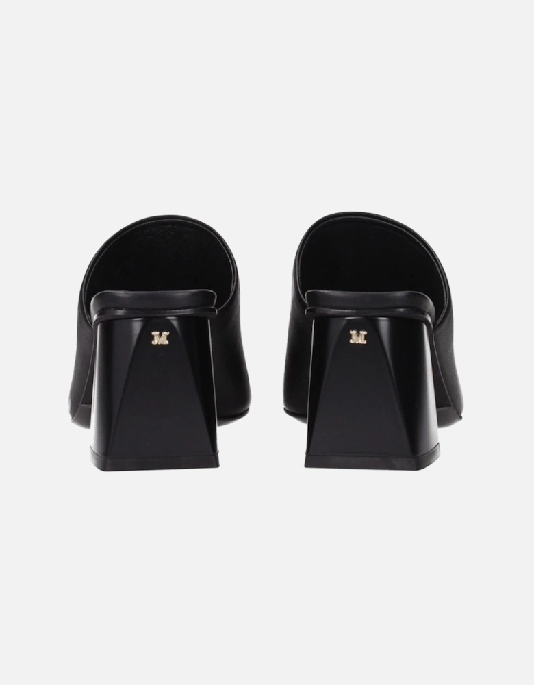 Leather Mid Heel Open Toe Sandals Women - Black
