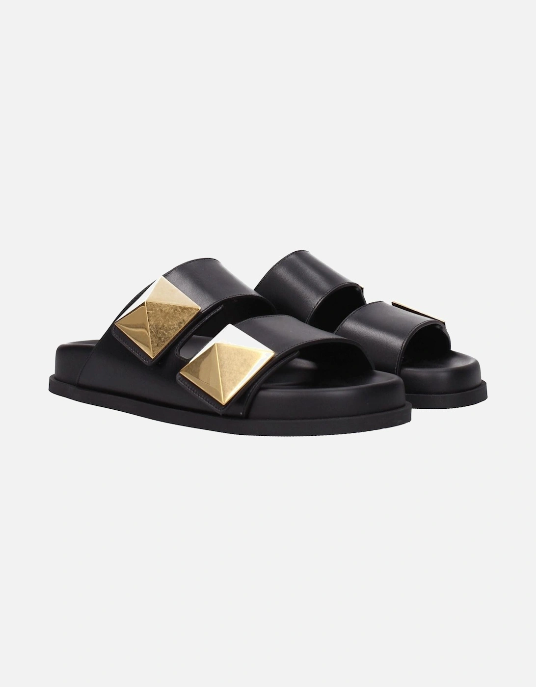 Leather Open Toe Slippers and Clogs Women - Black Sandals