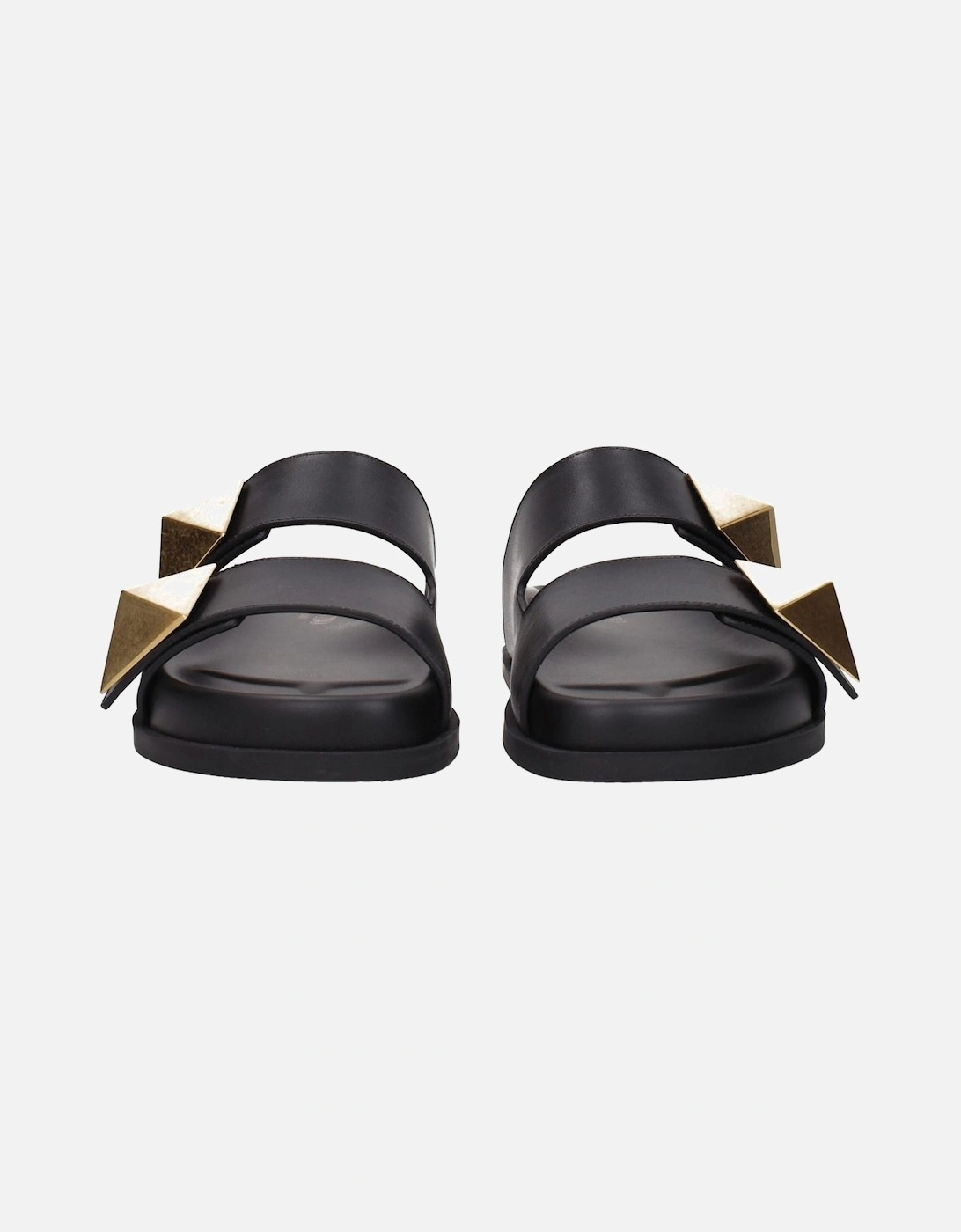 Leather Open Toe Slippers and Clogs Women - Black Sandals