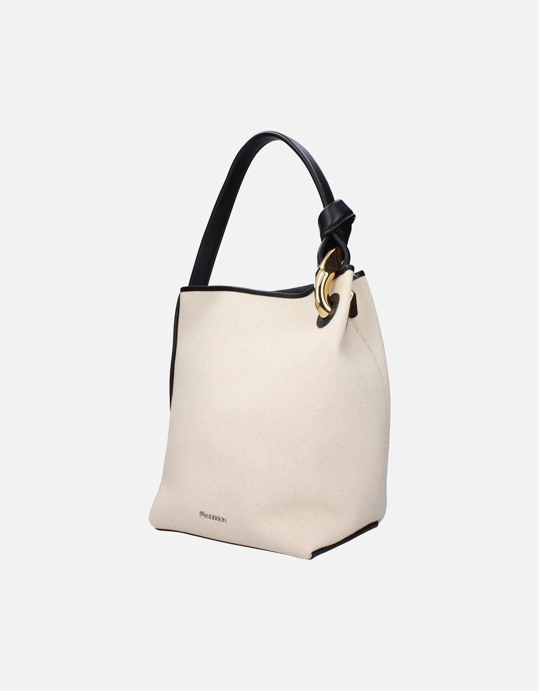 Beige Fabric Handbag with Front Logo Women