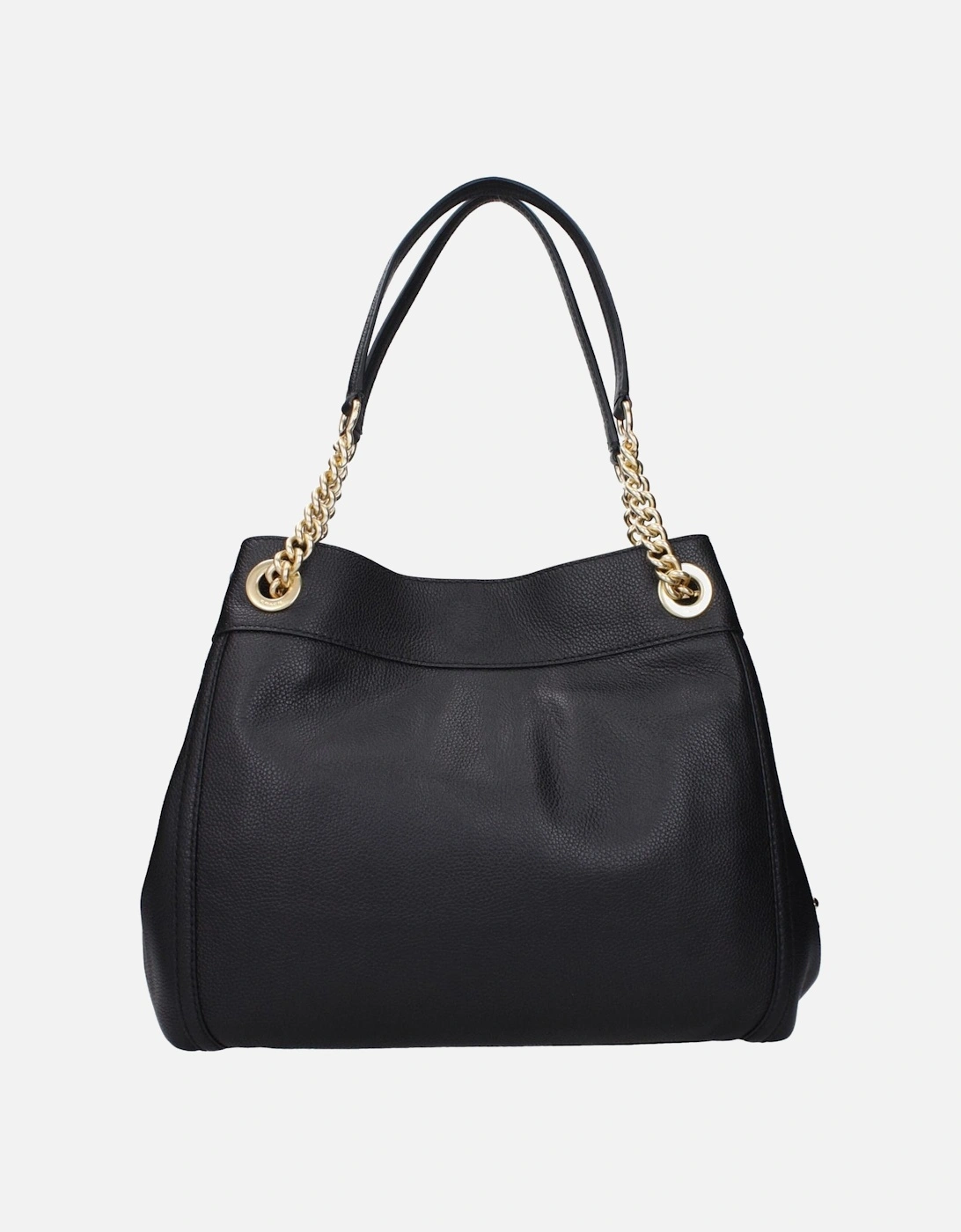 Leather Shoulder Bag with Zip and Turn Lock Closure Women - Black