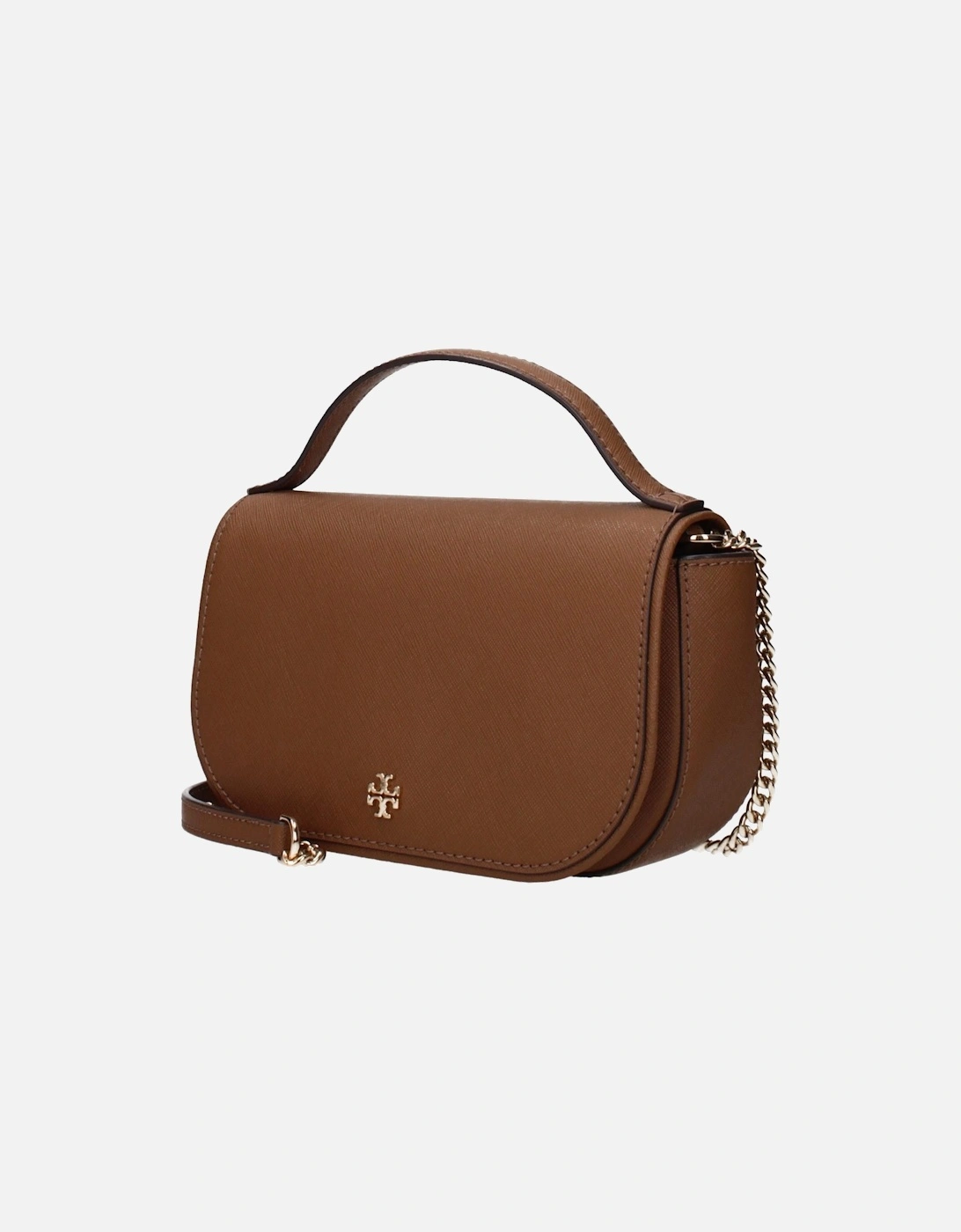 Leather Handbag with Front Logo and Removable Shoulder Strap Women -
