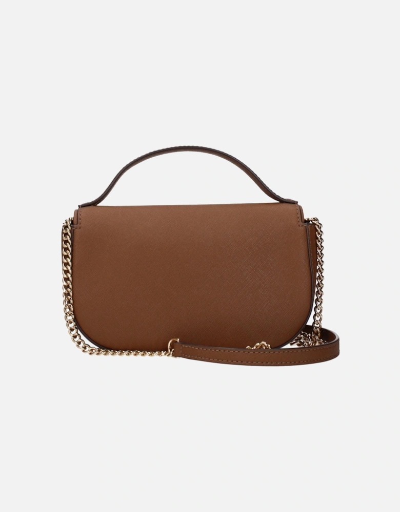 Leather Handbag with Front Logo and Removable Shoulder Strap Women -