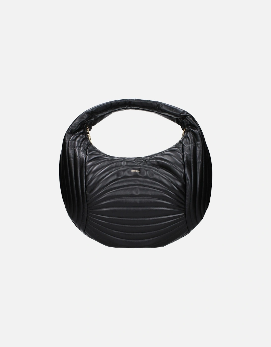 Leather Handbag with Front Logo Women - Black, 4 of 3