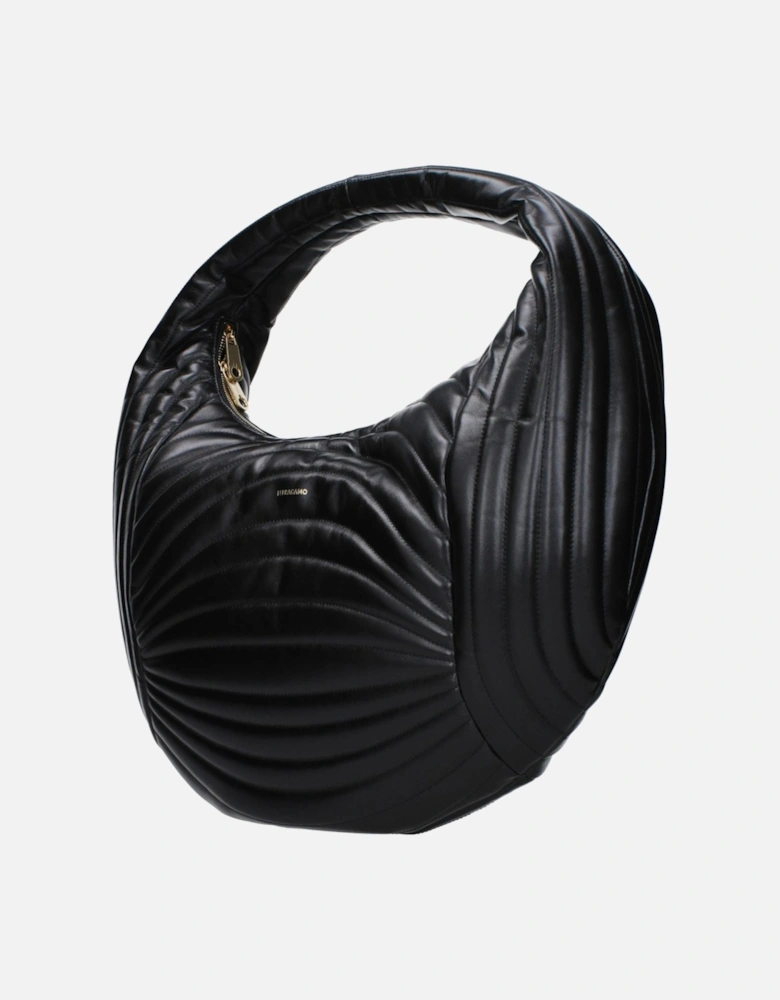 Leather Handbag with Front Logo Women - Black