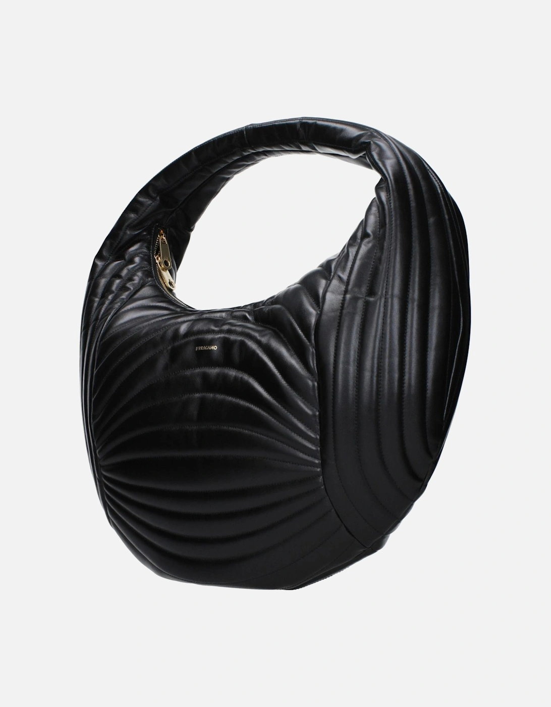 Leather Handbag with Front Logo Women - Black