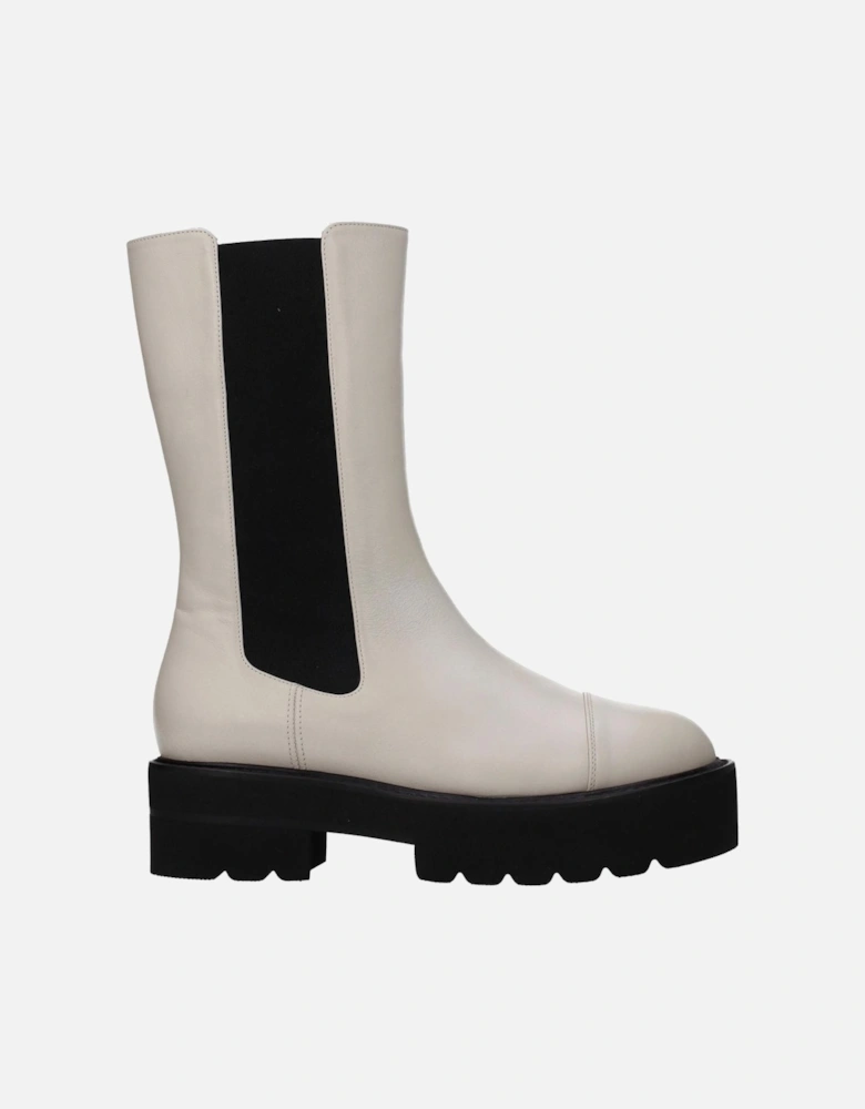 Vintage Effect Leather Ankle Boots Women - Beige