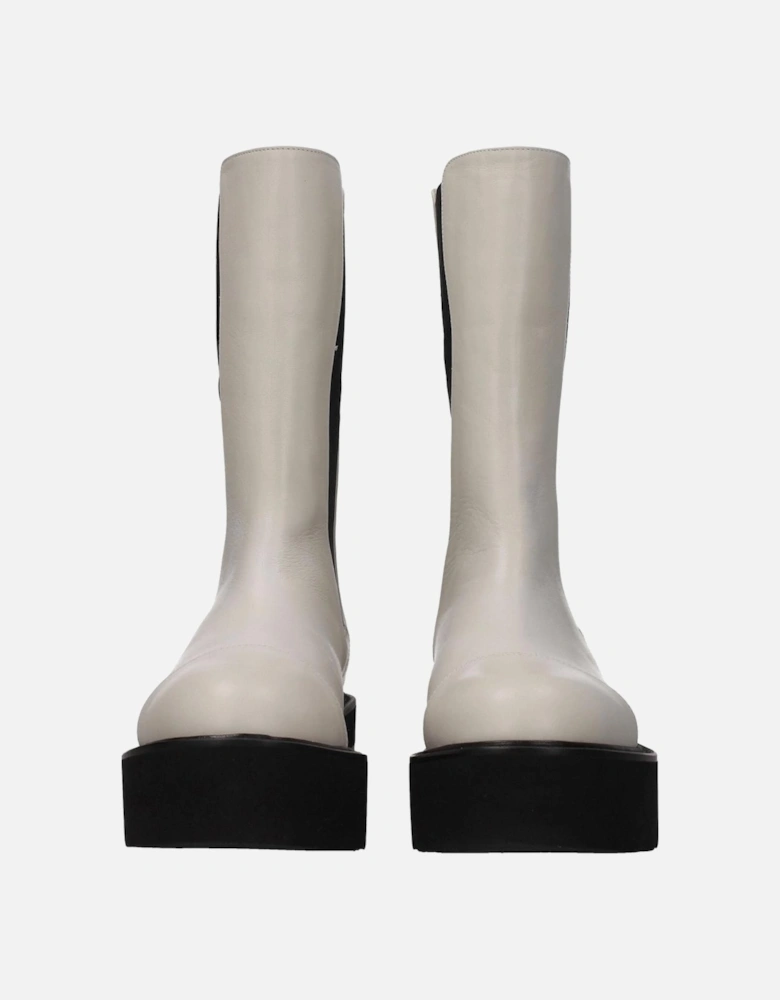 Vintage Effect Leather Ankle Boots Women - Beige