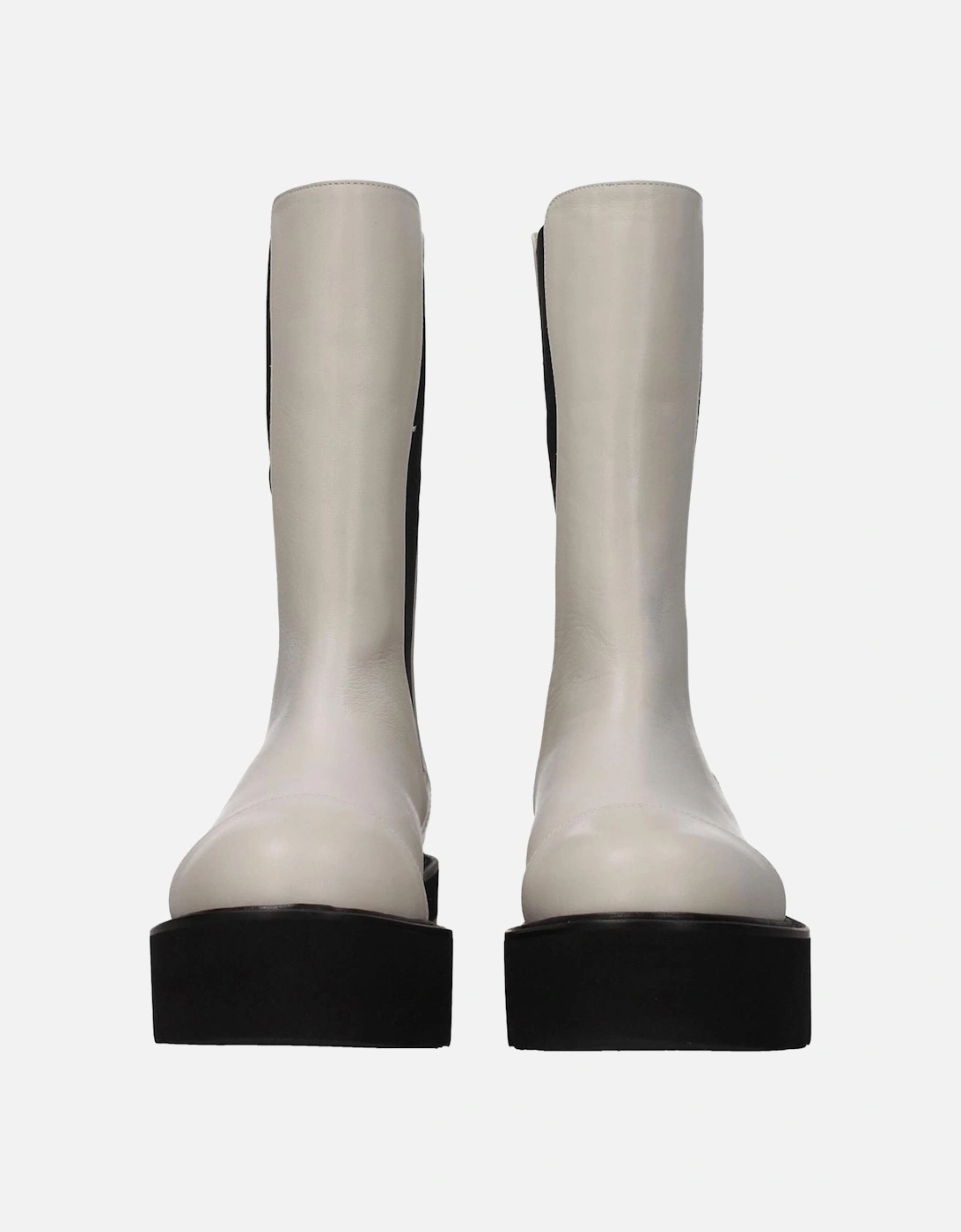 Vintage Effect Leather Ankle Boots Women - Beige