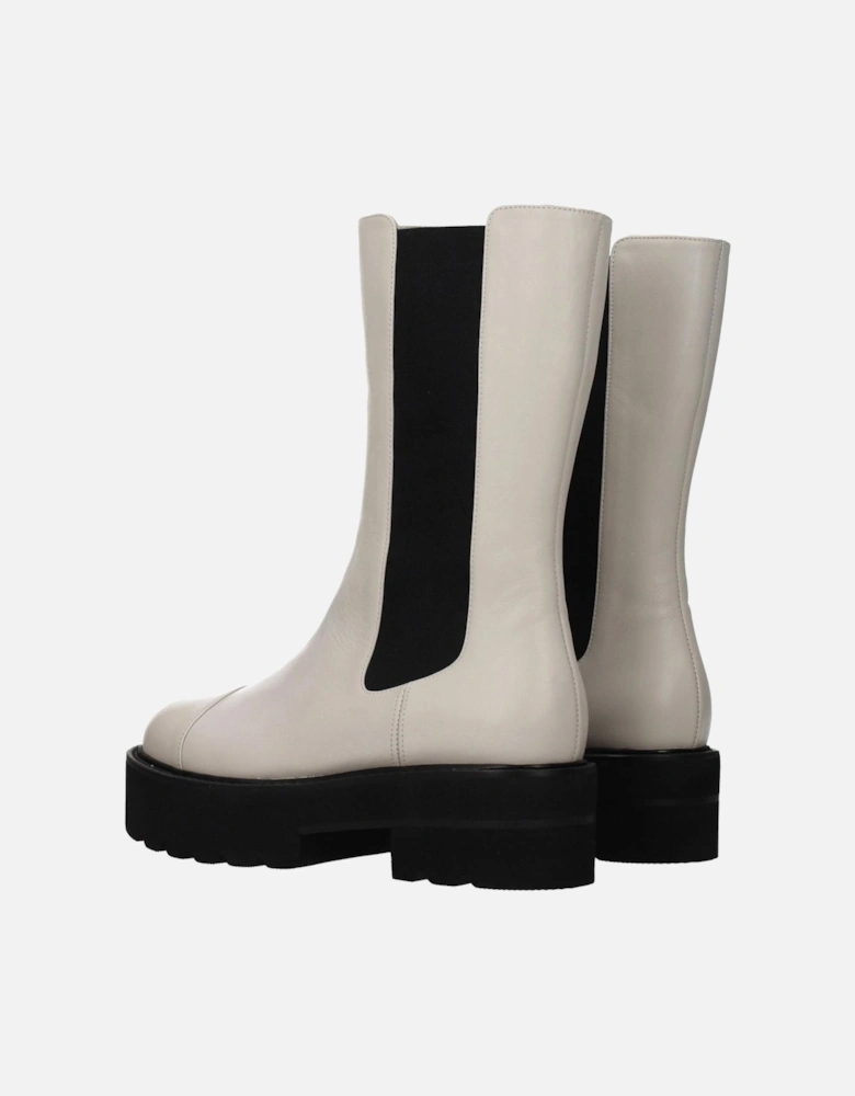 Vintage Effect Leather Ankle Boots Women - Beige