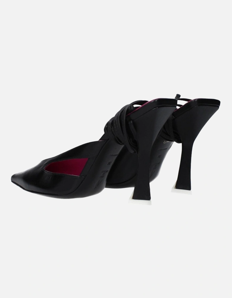 High Heel Lace-Up Leather Sandals Women - Black