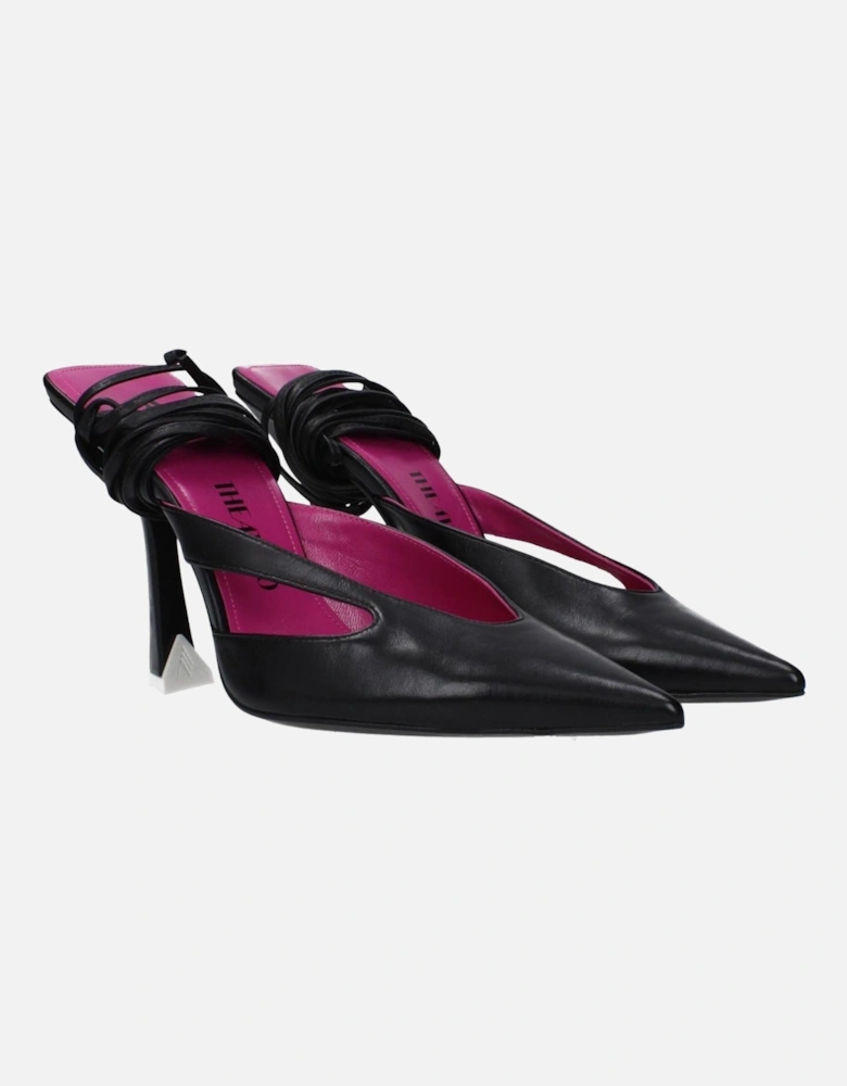 High Heel Lace-Up Leather Sandals Women - Black