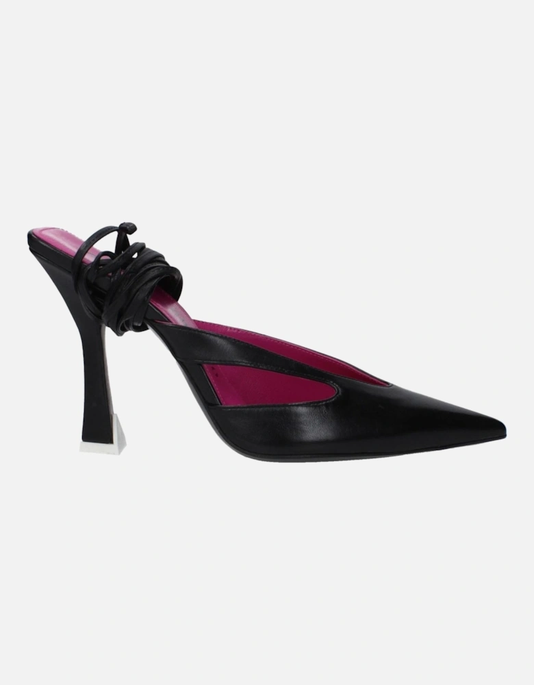 High Heel Lace-Up Leather Sandals Women - Black