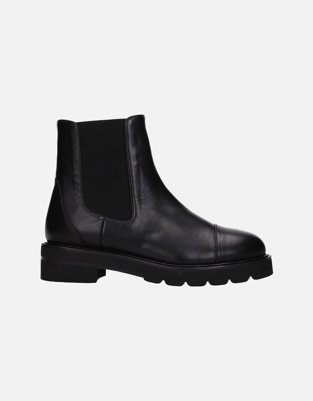 Leather Ankle Boots with Mid Heels Women - Black, 6 of 5