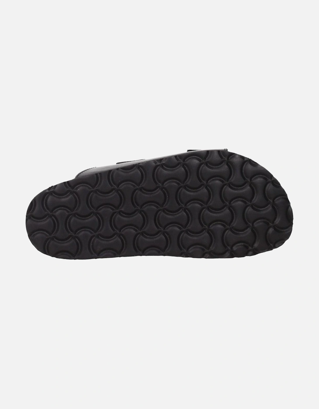 Leather Slippers with Front Logo and Strap Closure Women - Black