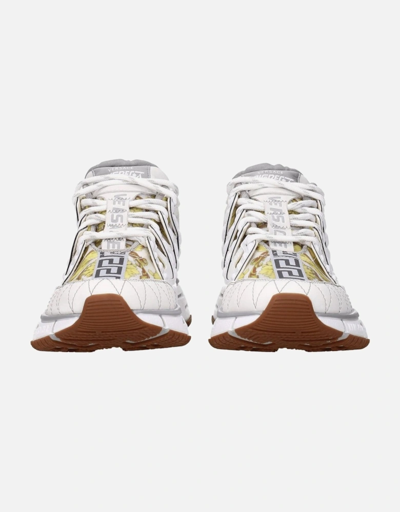 Leather Sneakers with Logo and Mid Heels Women - White