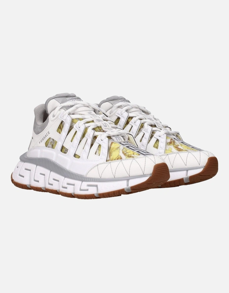 Leather Sneakers with Logo and Mid Heels Women - White
