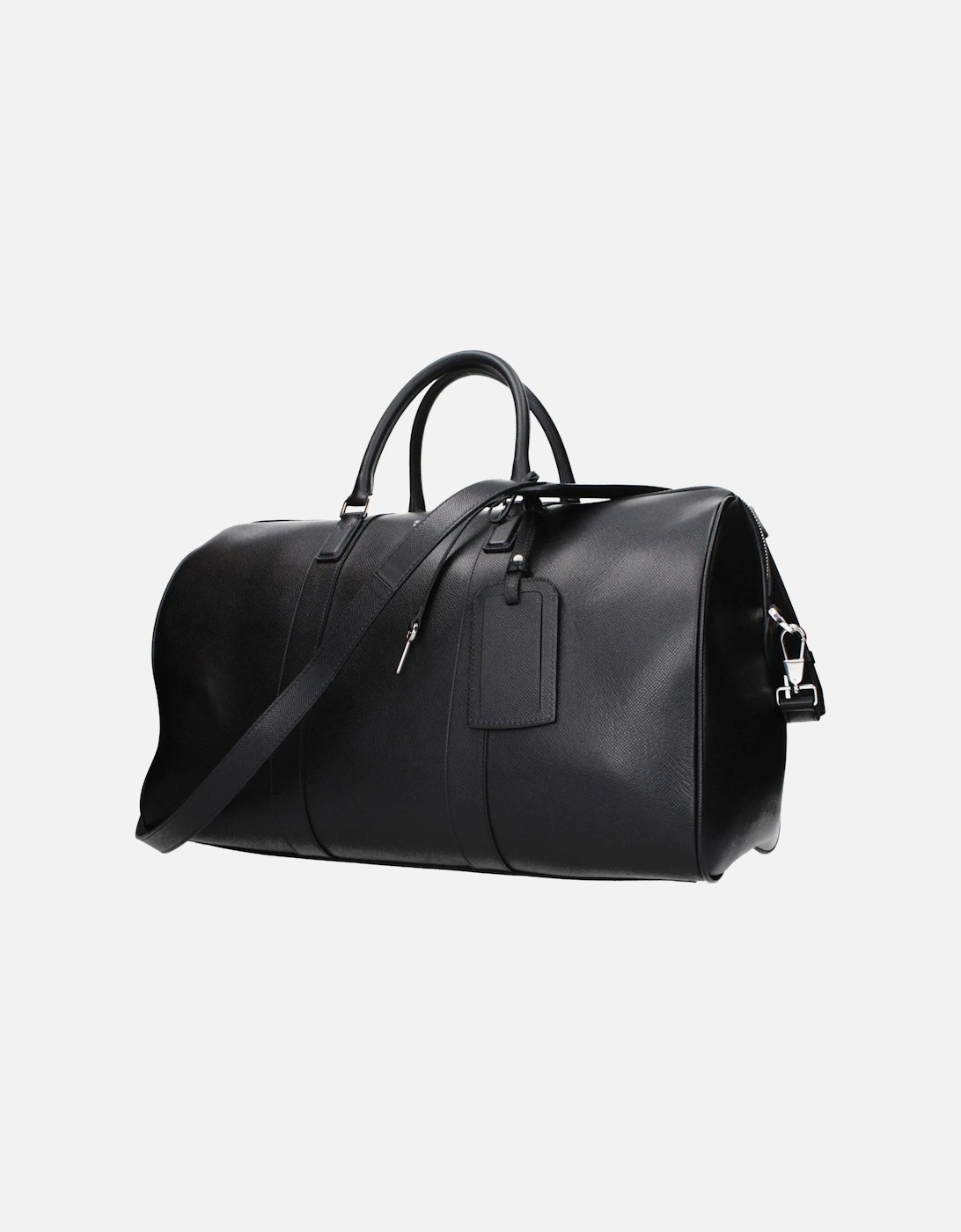 Leather Travel Bag with Logo and Detachable Straps Women - Black