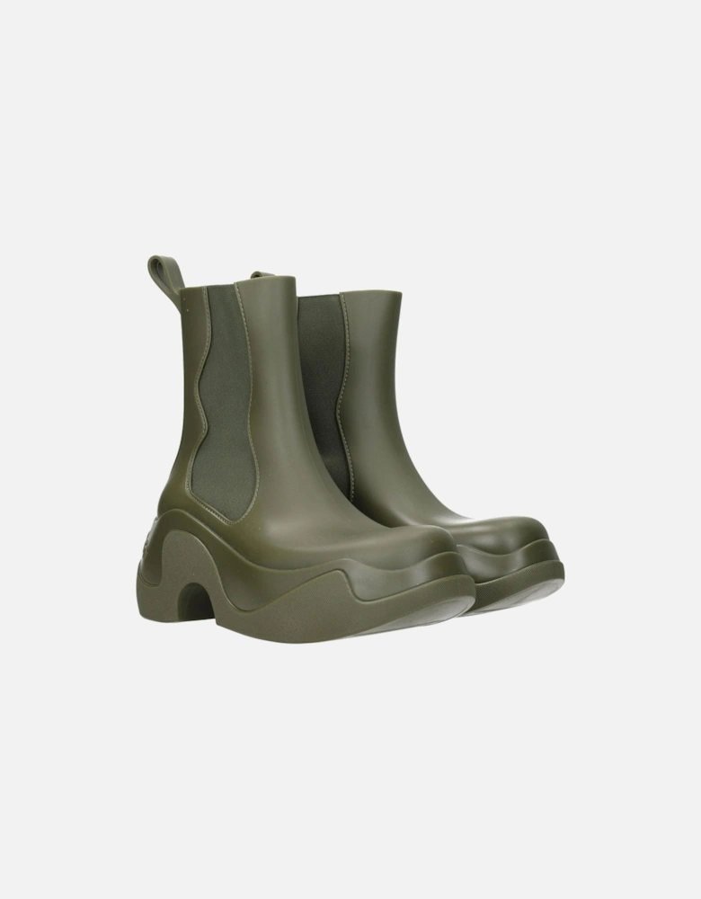 Ankle Boots with Side Logo and Mid Heels Women - Green