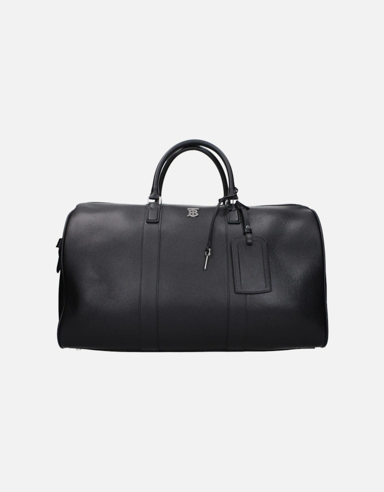Leather Travel Bag with Logo and Detachable Straps Women - Black