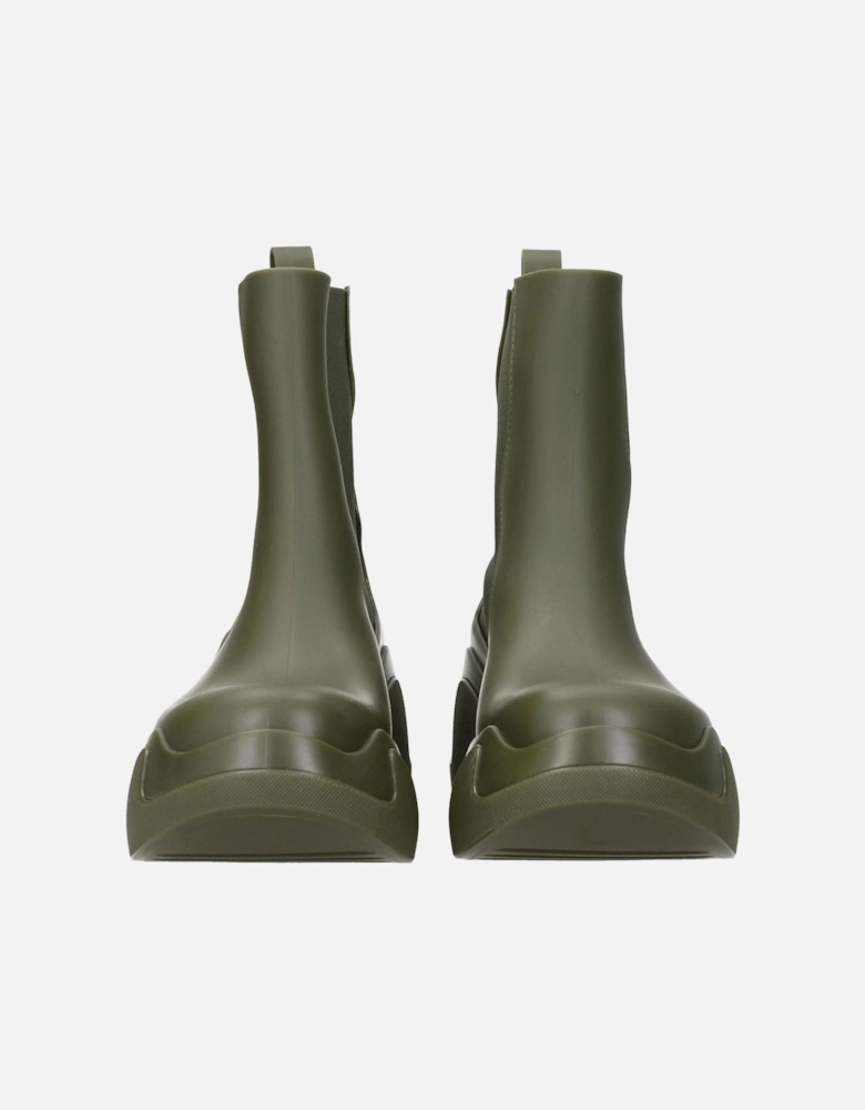 Ankle Boots with Side Logo and Mid Heels Women - Green