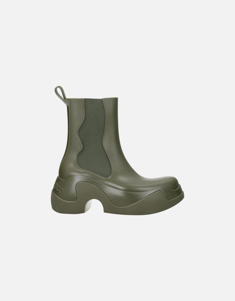 Ankle Boots with Side Logo and Mid Heels Women - Green