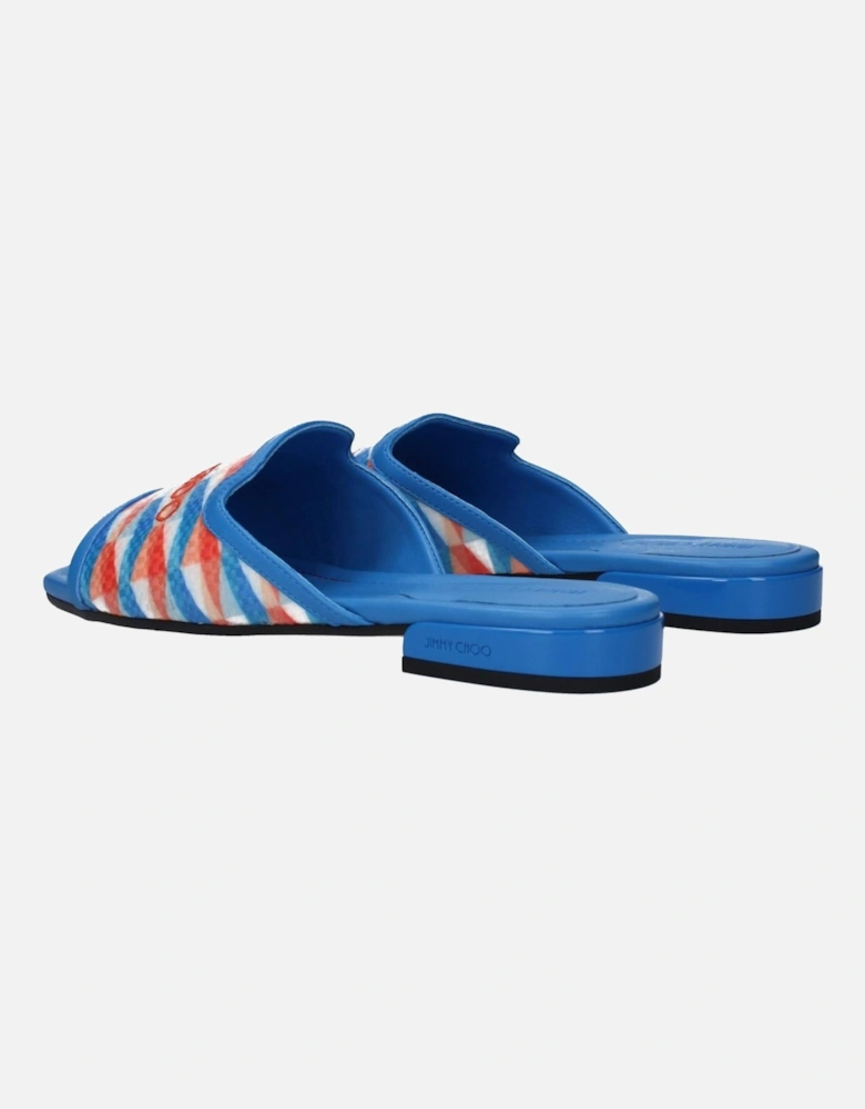 Fabric Open Toe Low Heel Slippers Women - Light Blue Sandals