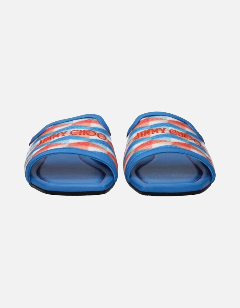 Fabric Open Toe Low Heel Slippers Women - Light Blue Sandals