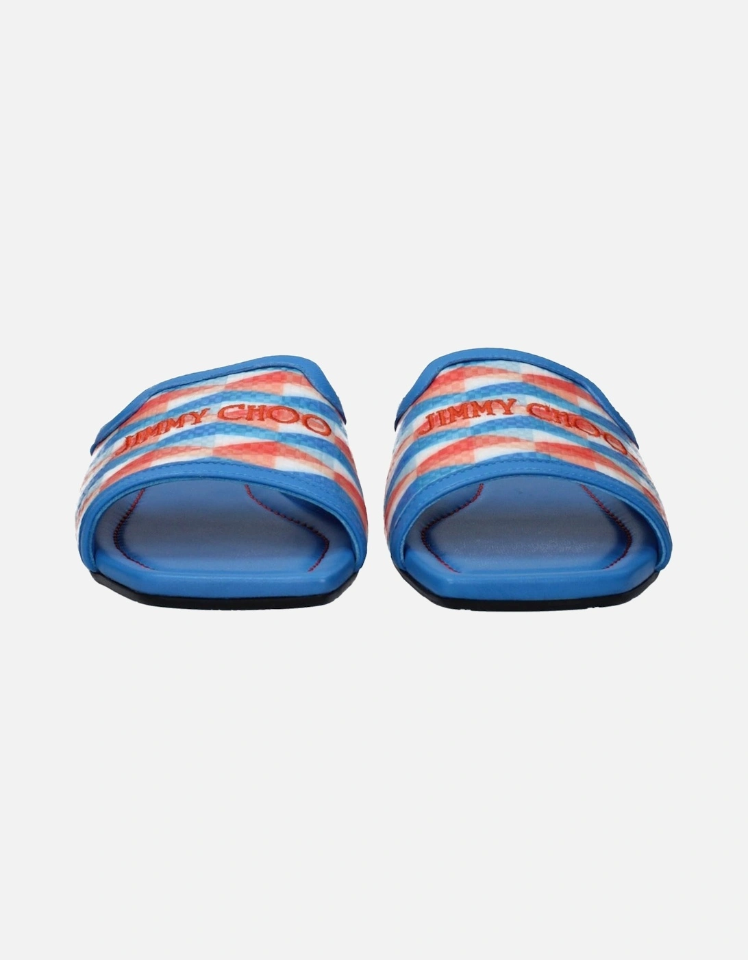 Fabric Open Toe Low Heel Slippers Women - Light Blue Sandals