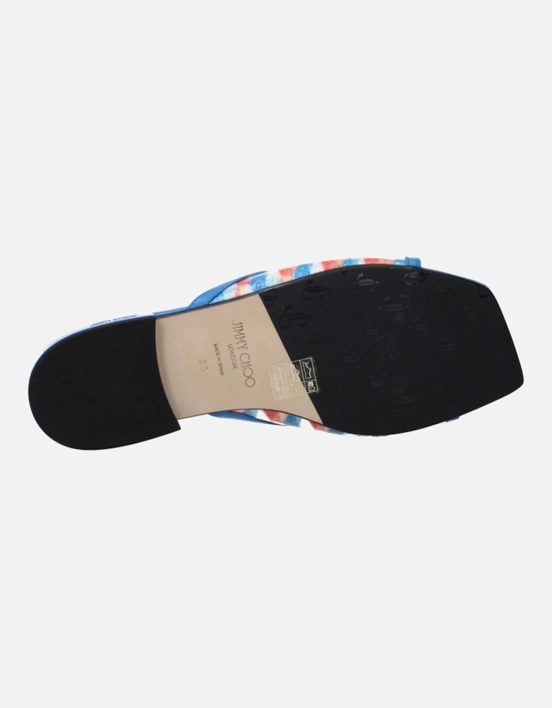 Fabric Open Toe Low Heel Slippers Women - Light Blue Sandals